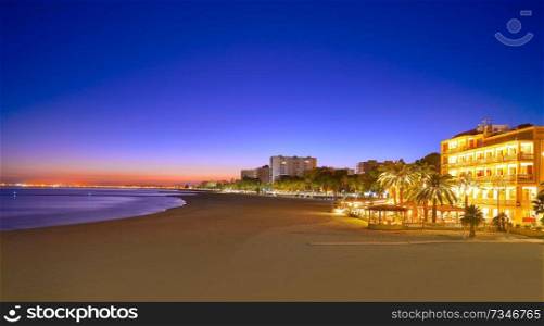 Benicassim beach sunset in Castellon of Spain also Benicasim at Mediterranean