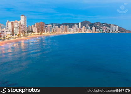 Benidorm sunset Alicante playa de Levante beach in spain Valencian community