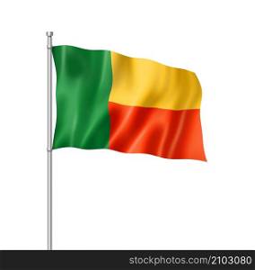 Benin flag, three dimensional render, isolated on white. Benin flag isolated on white