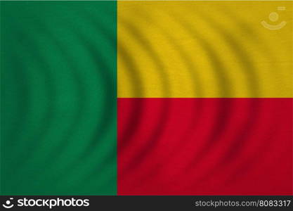 Beninese national official flag. Patriotic symbol, banner, element, background. Correct colors. Flag of Benin wavy with real detailed fabric texture, accurate size, illustration