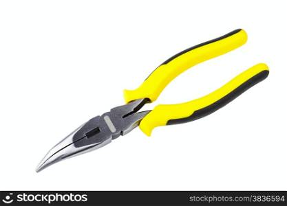 bent long nose pliers isolated on white background