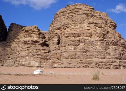 Berber camp near mount in Wadi Rum desert, Jordan