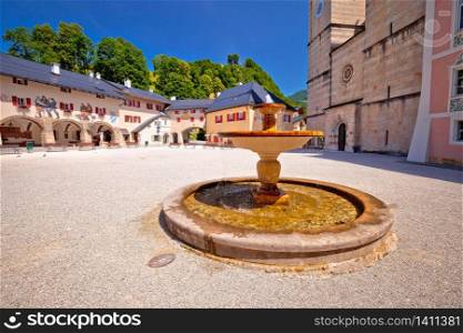 Berchtesgaden town square and historic architecture view, Bavaria Alps region of Germany