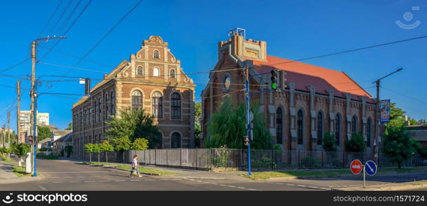 Berdyansk, Ukraine 07.23.2020. German Church of Christ the Savior in Berdyansk city, Ukraine, on a summer morning. German Church of Christ the Savior in Berdyansk, Ukraine