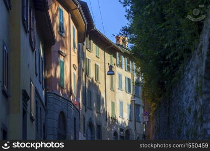 Bergamo, Lombardy, Italy: the old street known as via Sant Alessandro, in the high, historic part of the city