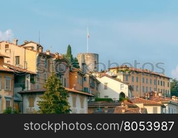 Bergamo. Old city.. View of the historic part of the old medieval city of Bergamo. Italy. Lombardy.
