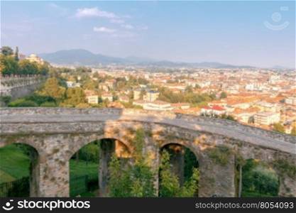 Bergamo. Old city.. View of the historic part of the old medieval city of Bergamo. Italy. Lombardy.