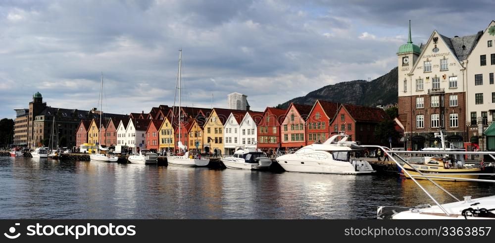 Bergen harbor - gate to the fjord. Norway