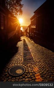 Bergen Street at sunset Norway