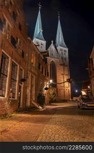 Bergkerk in the city Deventer in the Netherlands at night