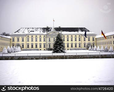 Berlin-Bellevue-Schnee. Berlin - Castle Bellevue in snow