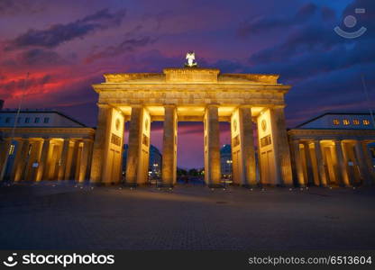 Berlin Brandenburg Gate Brandenburger Tor. Berlin Brandenburg Gate Brandenburger Tor at sunset in Germany