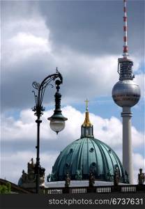 Berlin-Dom-Fernsehturm. Berlin - television tower, dome and lantern