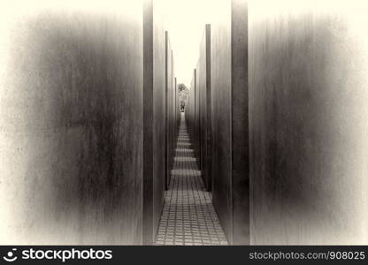 Berlin, Germany - August 13, 2019: Memorial to the Murdered Jews of Europe in Berlin City, Germany.. Memorial to the Murdered Jews of Europe in Berlin City, Germany