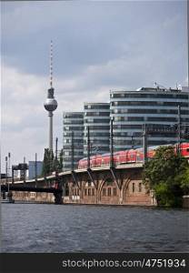 Berlin-Jannowitzbruecke. Berlin - View to Jannowitzbruecke station and TV tower