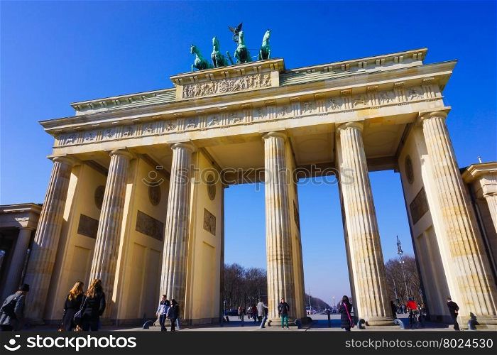BERLIN - MARCH 18: Brandenburg gate (Brandenburger Tor) on March 18, 2015 in Berlin, Germany.