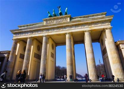 BERLIN - MARCH 18: Brandenburg gate (Brandenburger Tor) on March 18, 2015 in Berlin, Germany.