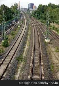 Berlin-Schienen und Potsdamer Platz. Berlin - Potsdamer Platz railway tracks