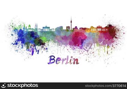 Berlin skyline in watercolor splatters with clipping path. Berlin skyline in watercolor