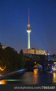 Berlin TV tower at the night time