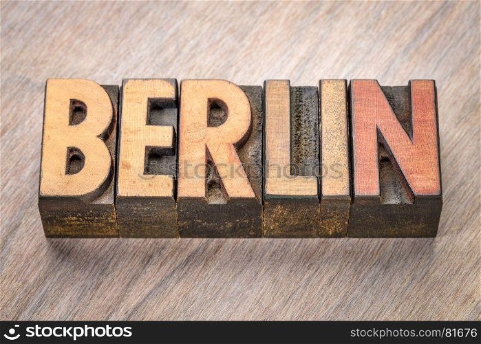 Berlin word abstract in vintage letterpress wood type