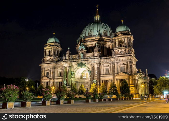 Berliner Dom in Berlin at summer nigth