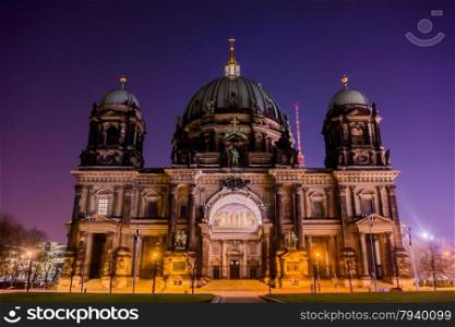 Berliner Dom in the night. Berlin Cathedral (Berliner Dom) BERLIN. Germany