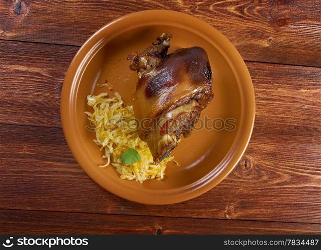 Berliner Eisbein.grilled knuckle of pork with sauerkraut
