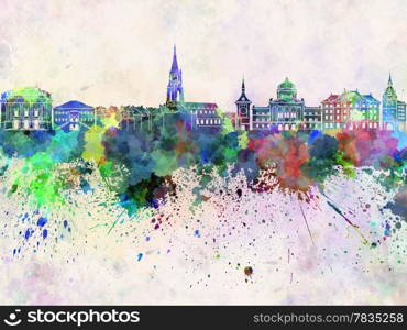 Bern skyline in watercolor background