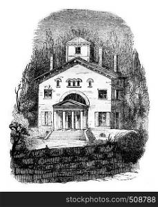 Bernardin de Saint Pierre House has Essonne, vintage engraved illustration. Magasin Pittoresque 1843.