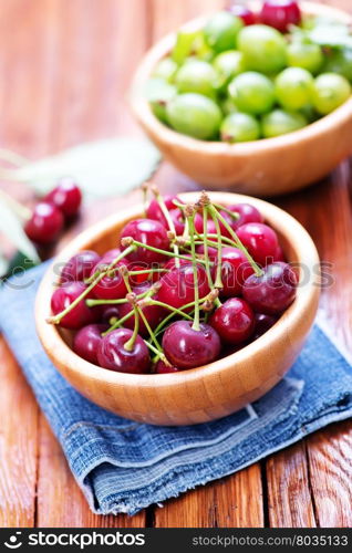 berries in bowls and on a table