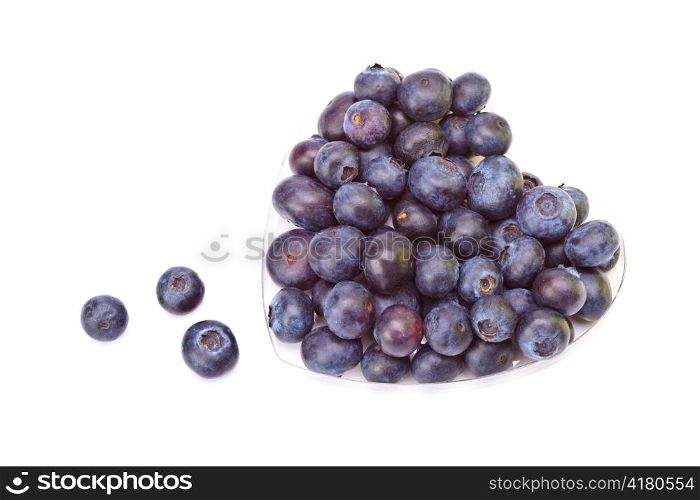 Berries of a bilberry formed into a heart shape- a sweet Valentine card