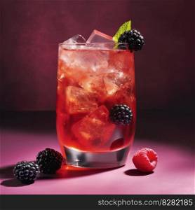 Berry cocktail. Fresh summer cocktail. Generate Ai. Berry cocktail. Generate Ai