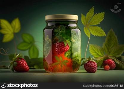 Berry Jam in Glass Jar. Illustration AI Ge≠rative. Berry Jam in Glass Jar. Illustration Ge≠rative AI