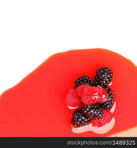 berry mixed pile in syrup isolated on white