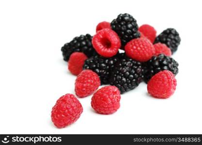 berry mixed pile on black background