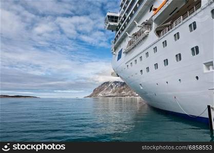Beside the cruise ship in Magdalenafjord in Svalbard islands, Norway. Magdalenafjord in Svalbard islands, Norway