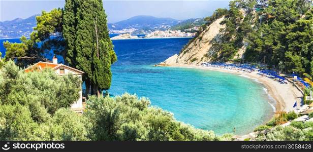 best beaches and nature of Samos island. Tsambou beach with turquoise waters. Greece