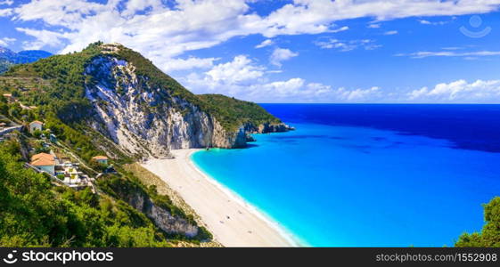 Best beaches of Lefkada - impressive Milos. Ionian islands of Greece. Best beaches of Lefkada island. Greece