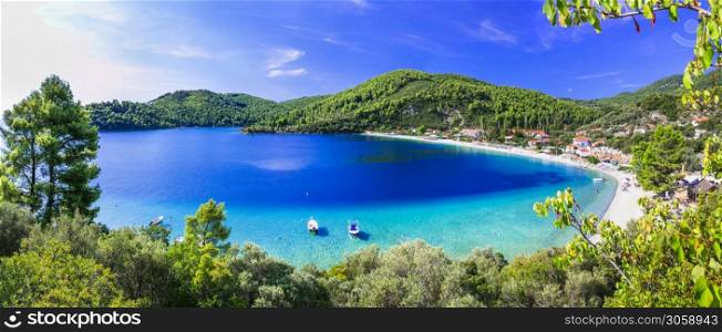 Best beaches of Skopelos island - Panormos bay. Sporades, Greece