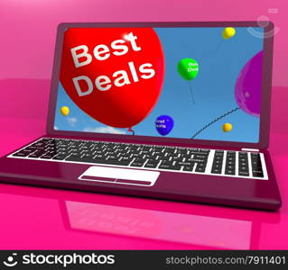 Best Deals Balloons On Computer Representing Discounts Online. Best Deals Balloons On Computer Represents Discounts Online