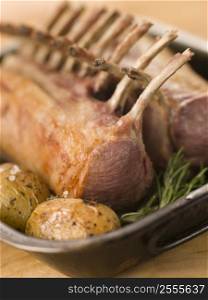 Best End Of English Spring Lamb with Rosemary Roasted New Potatoes