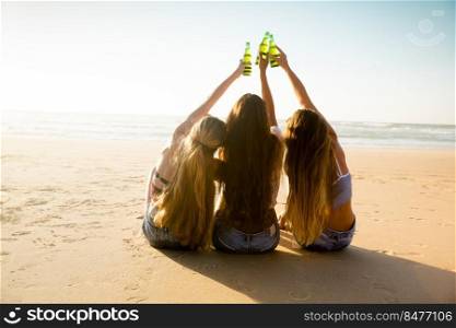 Best friends having fun on the beach