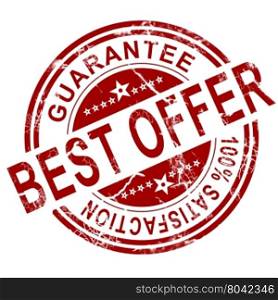 Best offer stamp with white background, 3D rendering