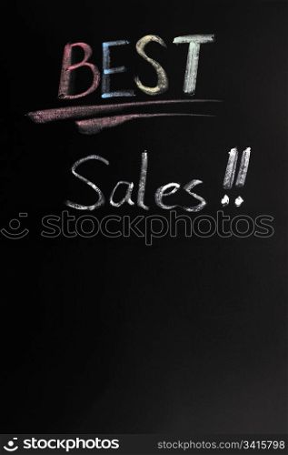 Best sales written in chalk on a blackboard