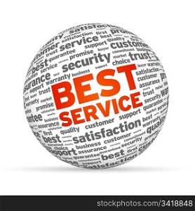 Best Service 3D Sphere on white background.