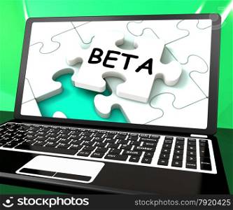 . Beta Laptop Showing Online Demo Internet Software Or Development