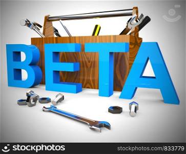 Beta version concept icon used for demos or test software. A trial or testing of experimental apps open to the public - 3d illustration