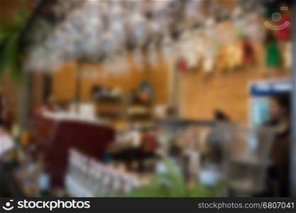 beverage counter bar in cafe coffee shop - blur for background