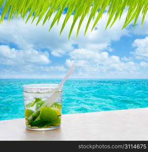 beverage mojito drik in tropical turquoise tropical sea like in paradise